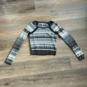 Free People fair isle nordic sweater pullover  black gray white blue M